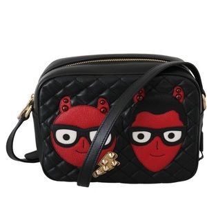 Dolce Gabanna Black red shoulder Crossbody quilted leather bag